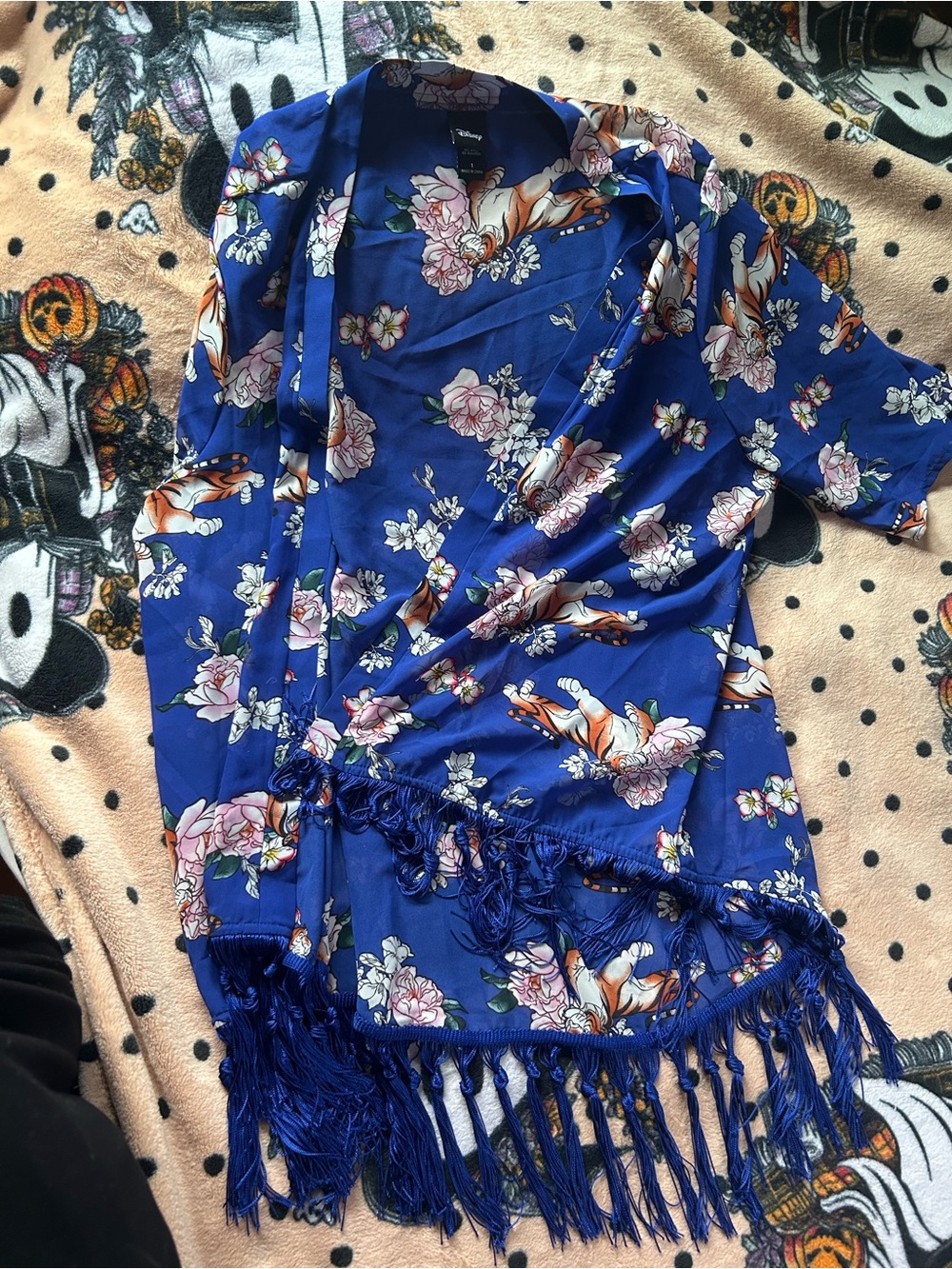 Disney Blue Floral Tiger Print Kimono